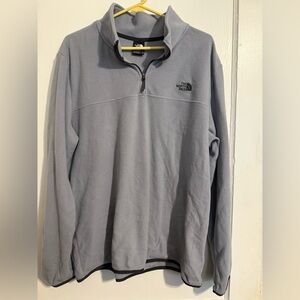 The North Face Men's XL Grey Half Zip Fleece Pullover Black Trim